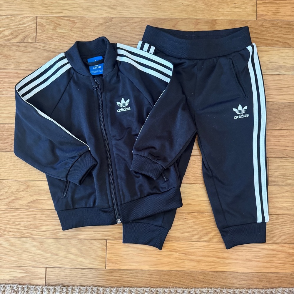 adidas baby Black Jogger tracksuit Set Sz 9-12M